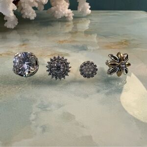 Lot of 4 Single Faux Diamond Earrings